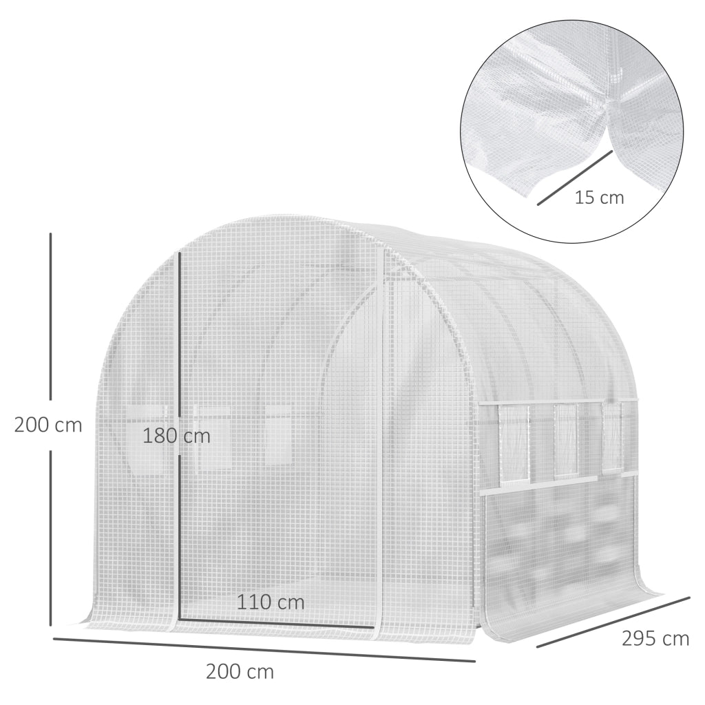 Serra da giardino con 6 finestre apribili e porta con cerniera ¨C Xylo ¨C Telaio in acciaio 295x200x200cm bianco