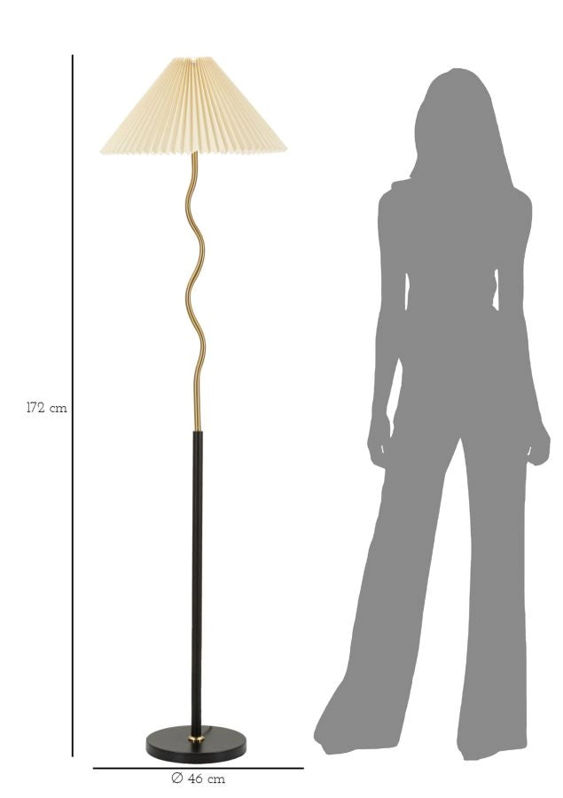 Lampada da Terra Closy Ø46x172 cm in Ferro e Plastica Nero e Oro