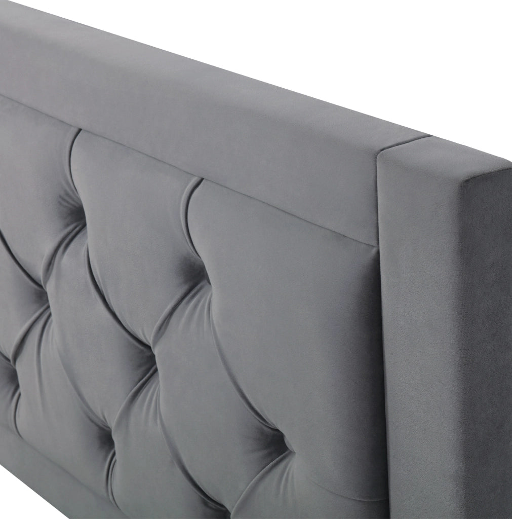 Letto imbottito contenitore in velluto grigio 140 x 200 cm