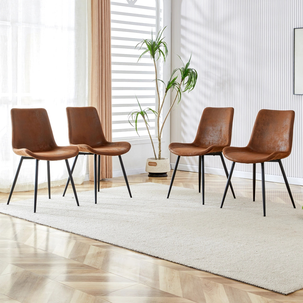 Set di 4 sedie da pranzo in tessuto tecnico traspirante con struttura in metallo nero, stile moderno