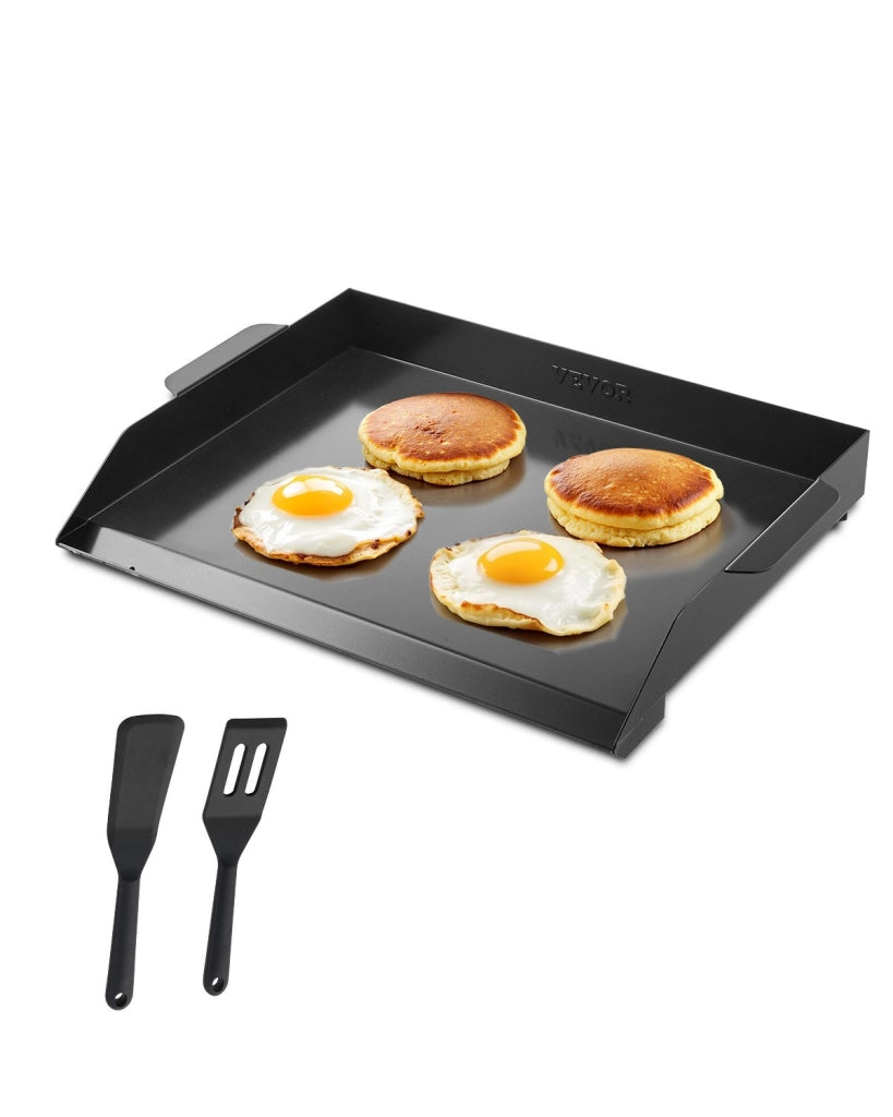 Piastra Rettangolare in Acciaio al Carbonio 502 x 370 mm HH-SPN009 Piastra Portatile con Manici per Barbecue Gas Campeggio Nero