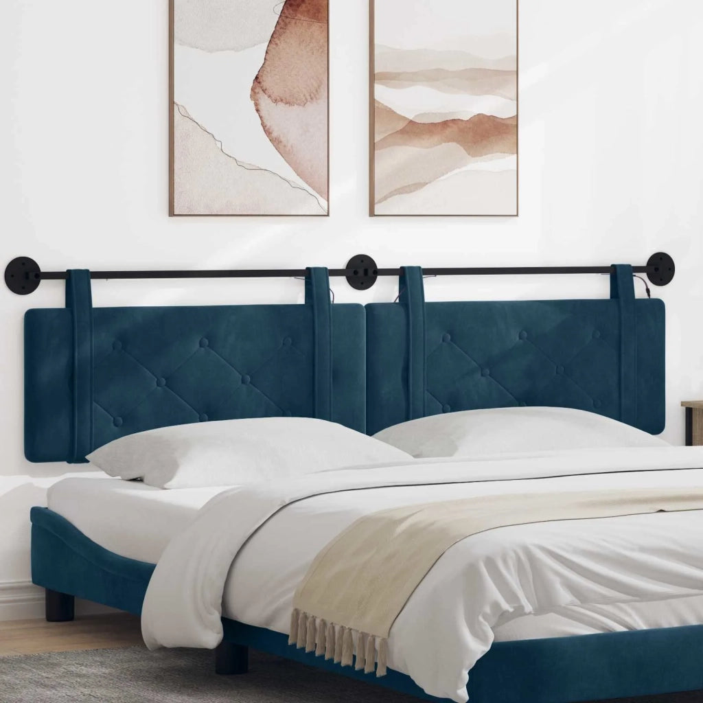 Testiera | Testata sospesa Con luce LED Blu Velluto