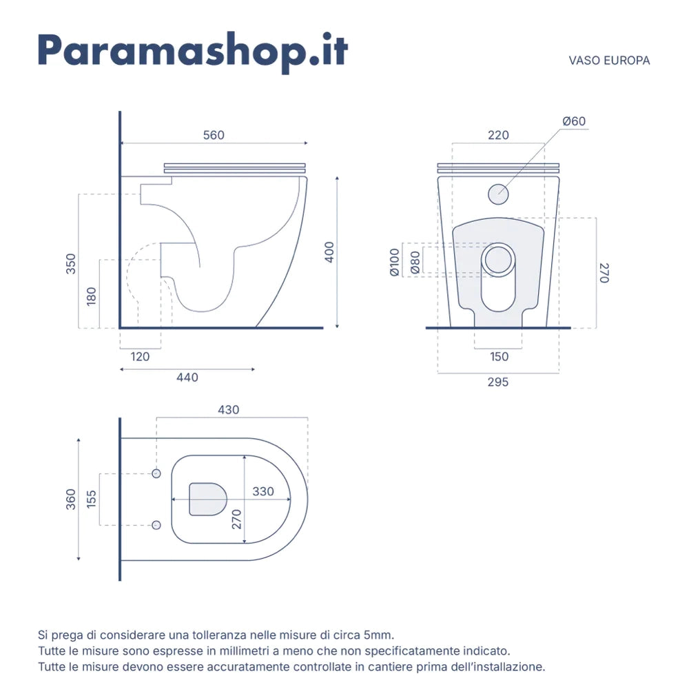 Sanitari filomuro in ceramica bianco lucido vaso rimless con copriwc soft-close e bidet | Europa