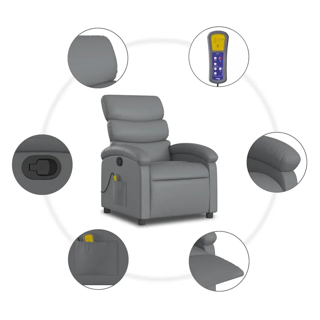 Fauteuil de massage inclinable Gris Similicuir