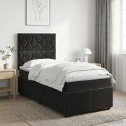 Letto Box Spring LED con Materasso Nero 100 x 200 cm Velluto 3456019