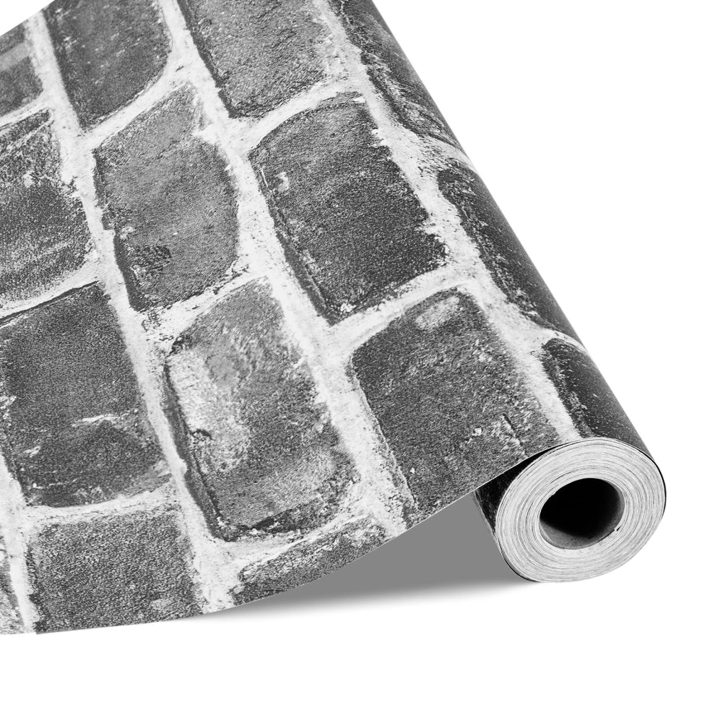 Carta da parati autoadesiva 45 cm x 10 m in PVC effetto mattone grigio B0-071-1 impermeabile per decorazione casa e fai da te