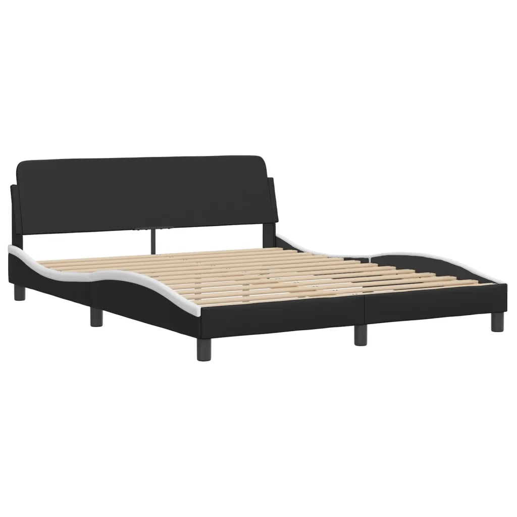 Letto con Materasso Dover Nero e Bianco 160x200cm Similpelle 3208442