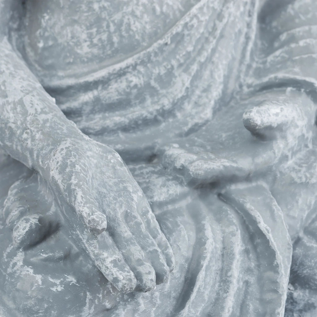 Statua di Budda seduto decorativa per meditazione 40 x 24 x 15 cm in resina grigia 13_0006087
