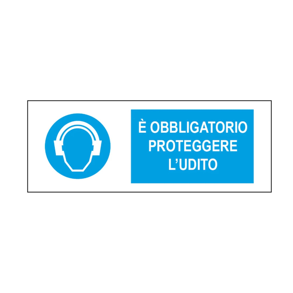 Cartello in alluminio Obbligatorio proteggere l'udito