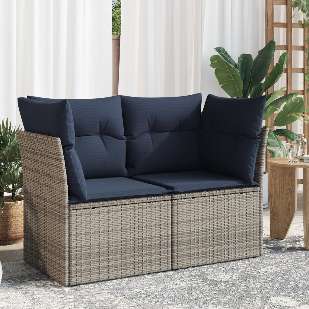 Divano da Giardino con Cuscini 2 Posti Grigio in Polyrattan 366164