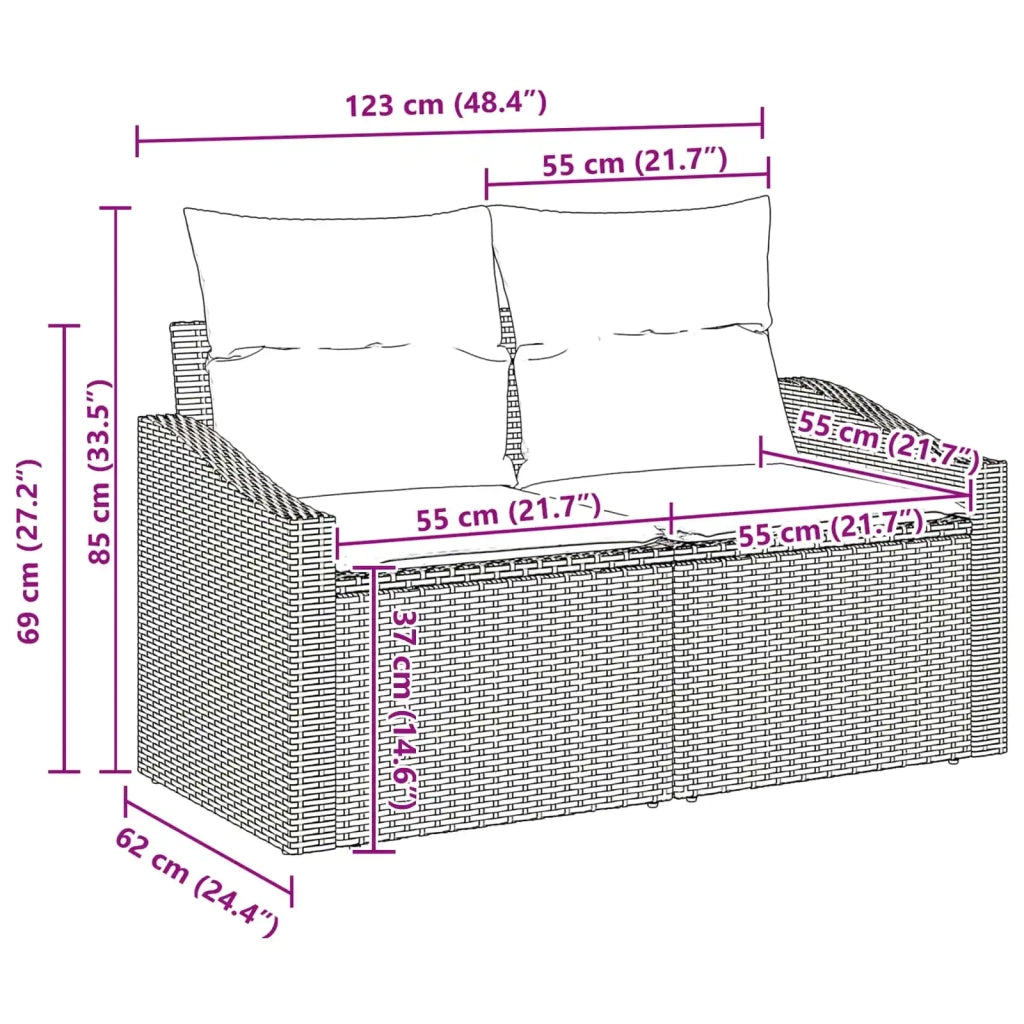 Set di divani con cuscino 11 pcs Nero polyrattan 3346916