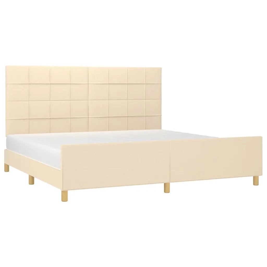 Letto matrimoniale | Letto per adulti | Giroletto senza Materasso Crema 200x200 cm in Tessuto