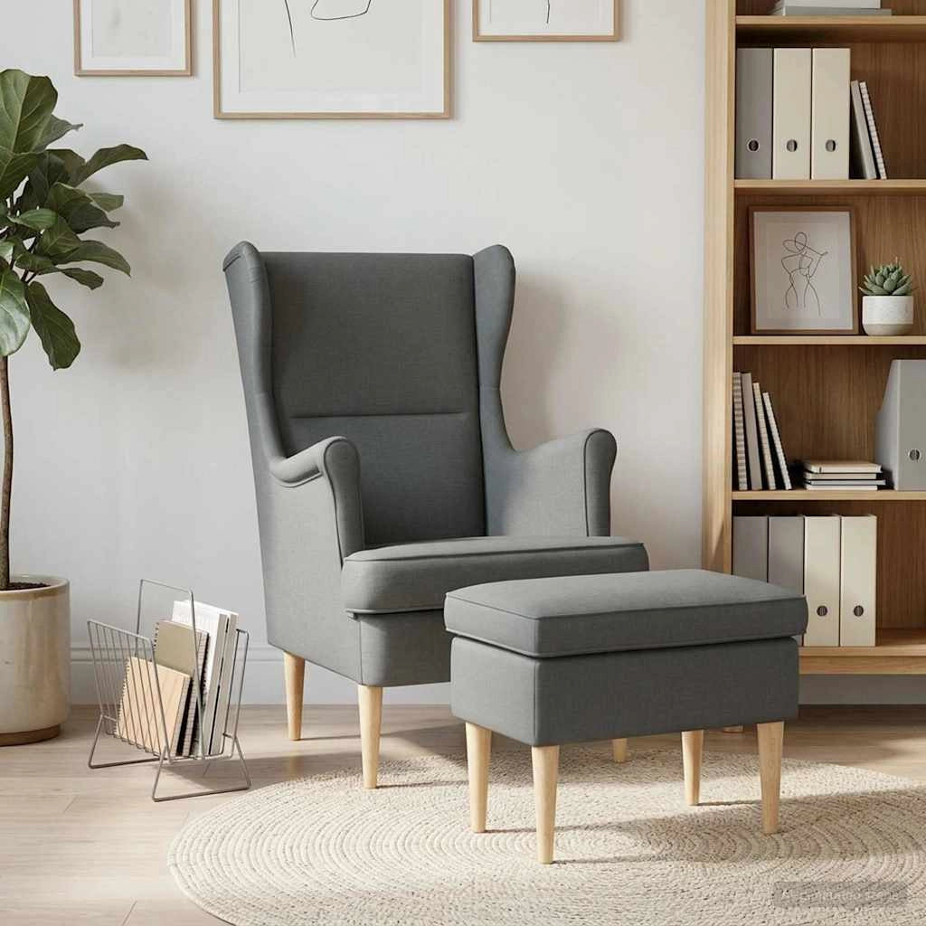 Poltrona con Ottomano 2 pz Grigio Scuro Tessuto 3418802