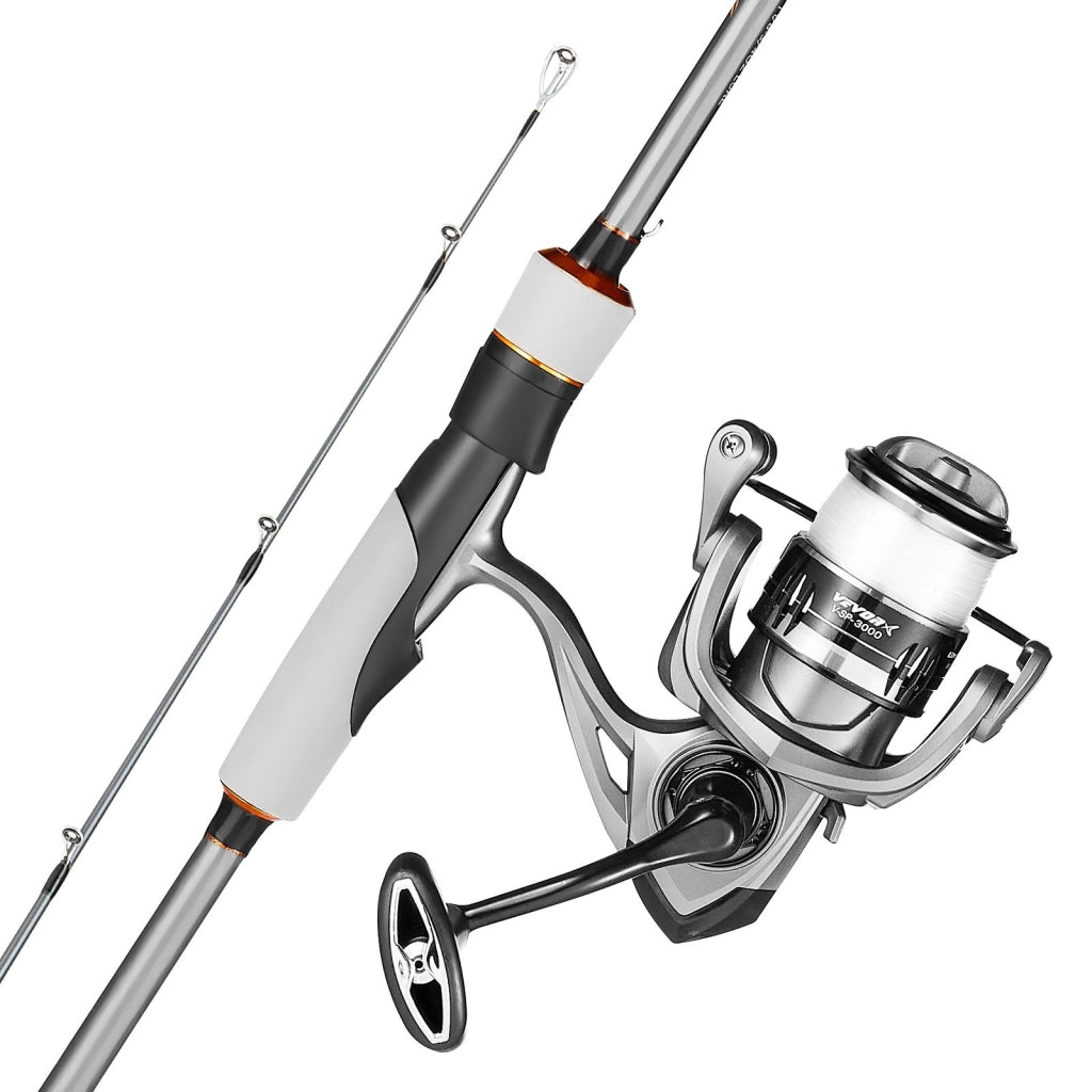 Set Canna da Pesca 2 m in 2 Pezzi V1-652S-MF e Mulinello Spinning 3000 in Fibra di Carbonio IM6 e Vetro, Robusto per Acqua Dolce e Salata