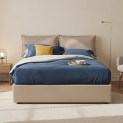 Letto matrimoniale Asler, Letto contenitore con rivestimento in ecopelle, Made in Italy, Apertura frontale, adatto per materasso cm 140x200, Tortora