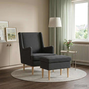 Poltrona con Ottomano 2 pz Grigio Scuro Bouclé 3418840