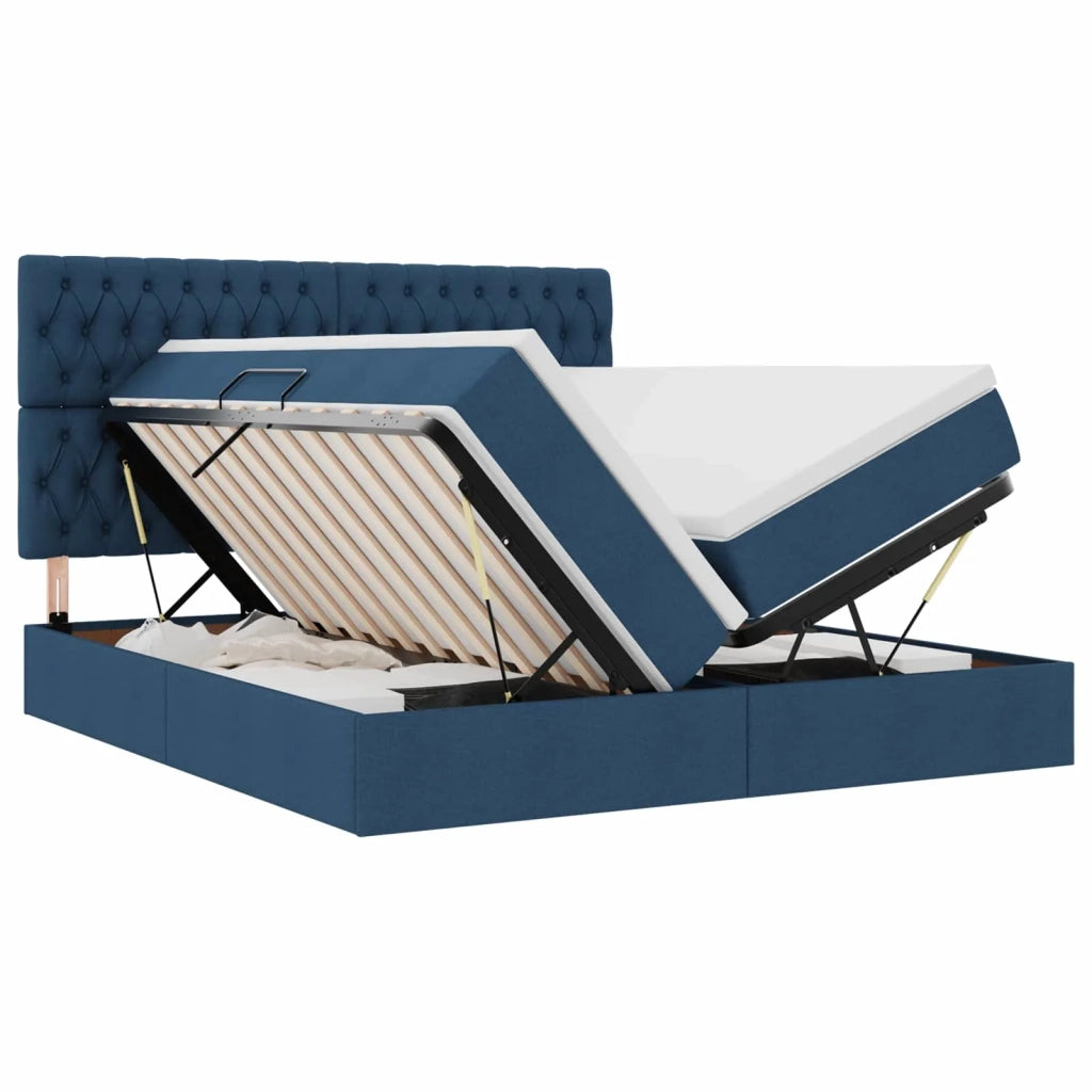 Letto con Contenitore Blu 200 x 200 cm Pelle Sintetica