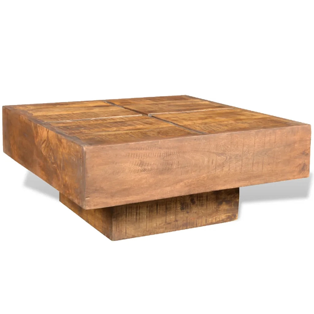 Tavolino da Salotto Marrone Quadrato in Legno Massello di Mango 241132