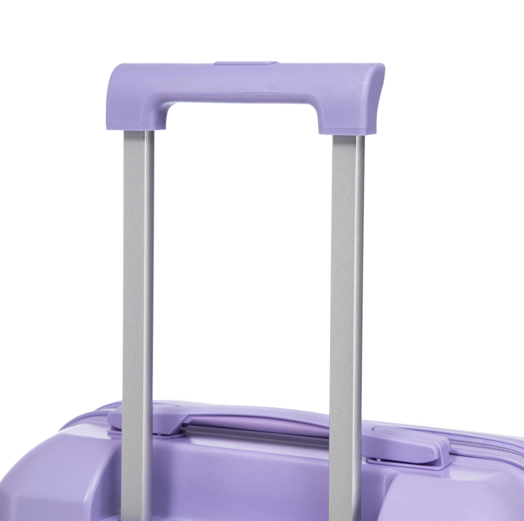 Set valigie rigide ABS blu e viola con trolley 14" e 19", con lucchetto a combinazione e beauty case 14"