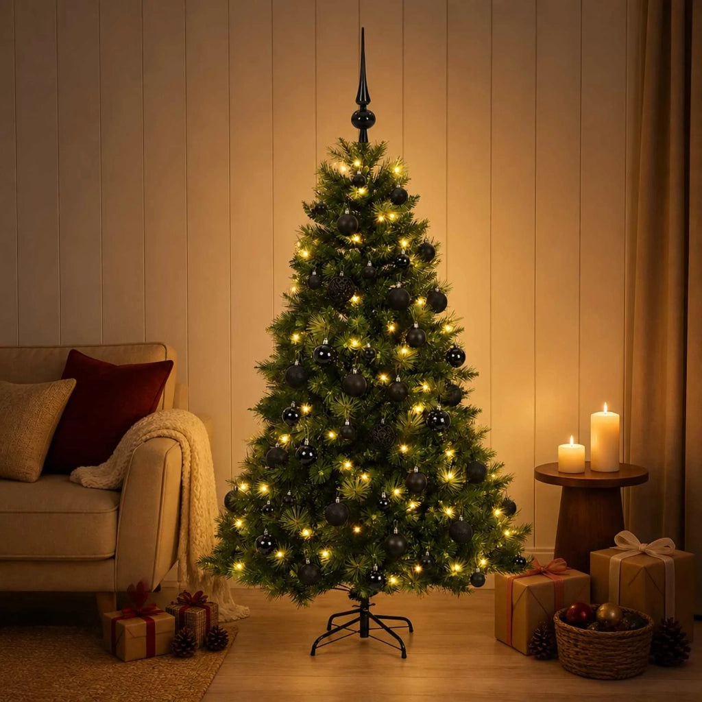 Albero di Natale artificiale con palline 120 cm 150 LED 3465567
