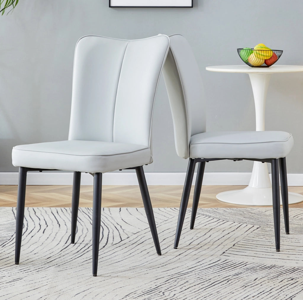 SEDIA da pranzo Set da 2 pezzi in PU grigio chiaro e metallo nero