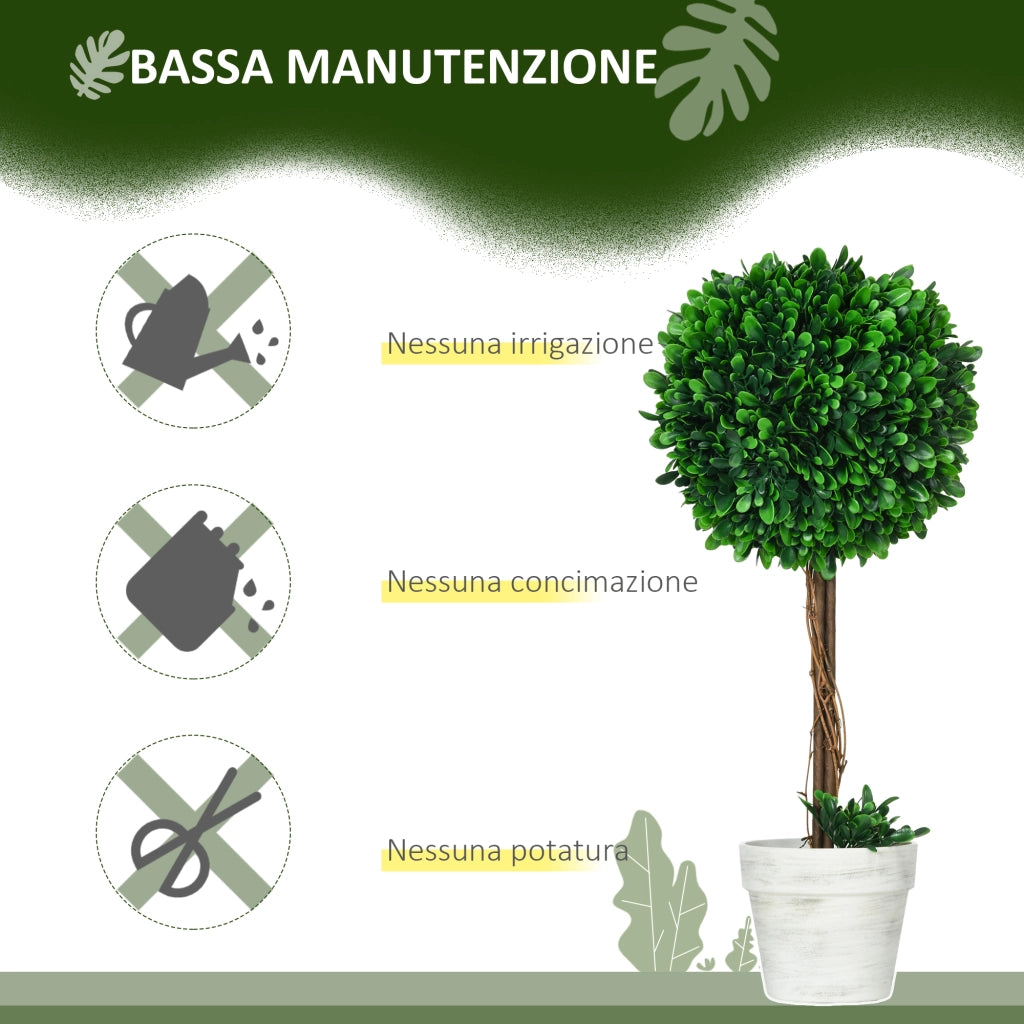 Set 2 Piante Finte Alberi di Bosso per Interni ed Esterni con Vaso ¨C Minimal ¨C ?28x60cm