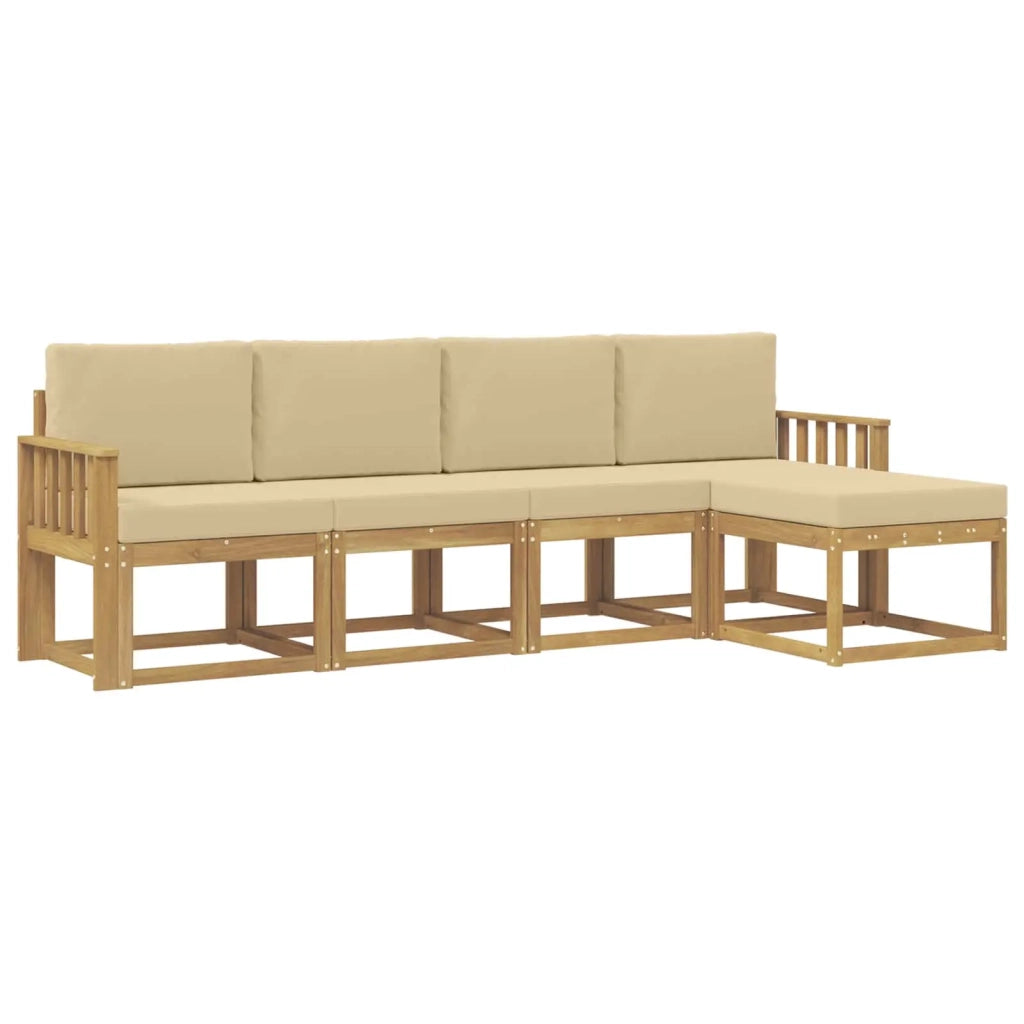 Set di divani da esterno 5 pz Bianco e Beige 3387487