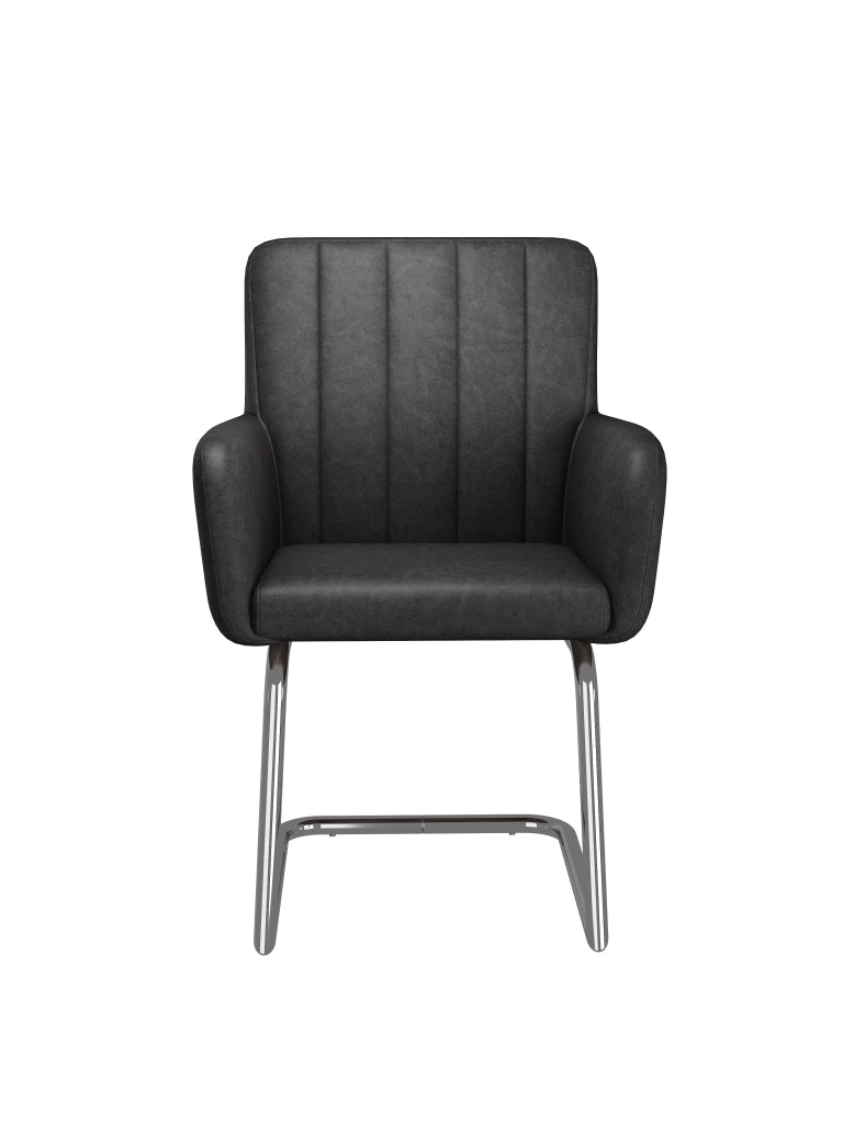 SEDIA DA PRANZO Set da 4 pezzi in PU nero con gambe in metallo a Z