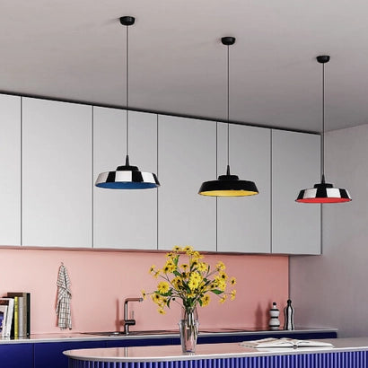 Lampada a sospensione Circus Black LED 8W 2700K diametro 35 cm, design artigianale in ceramica fatta a mano con finitura esterna colore Rosso