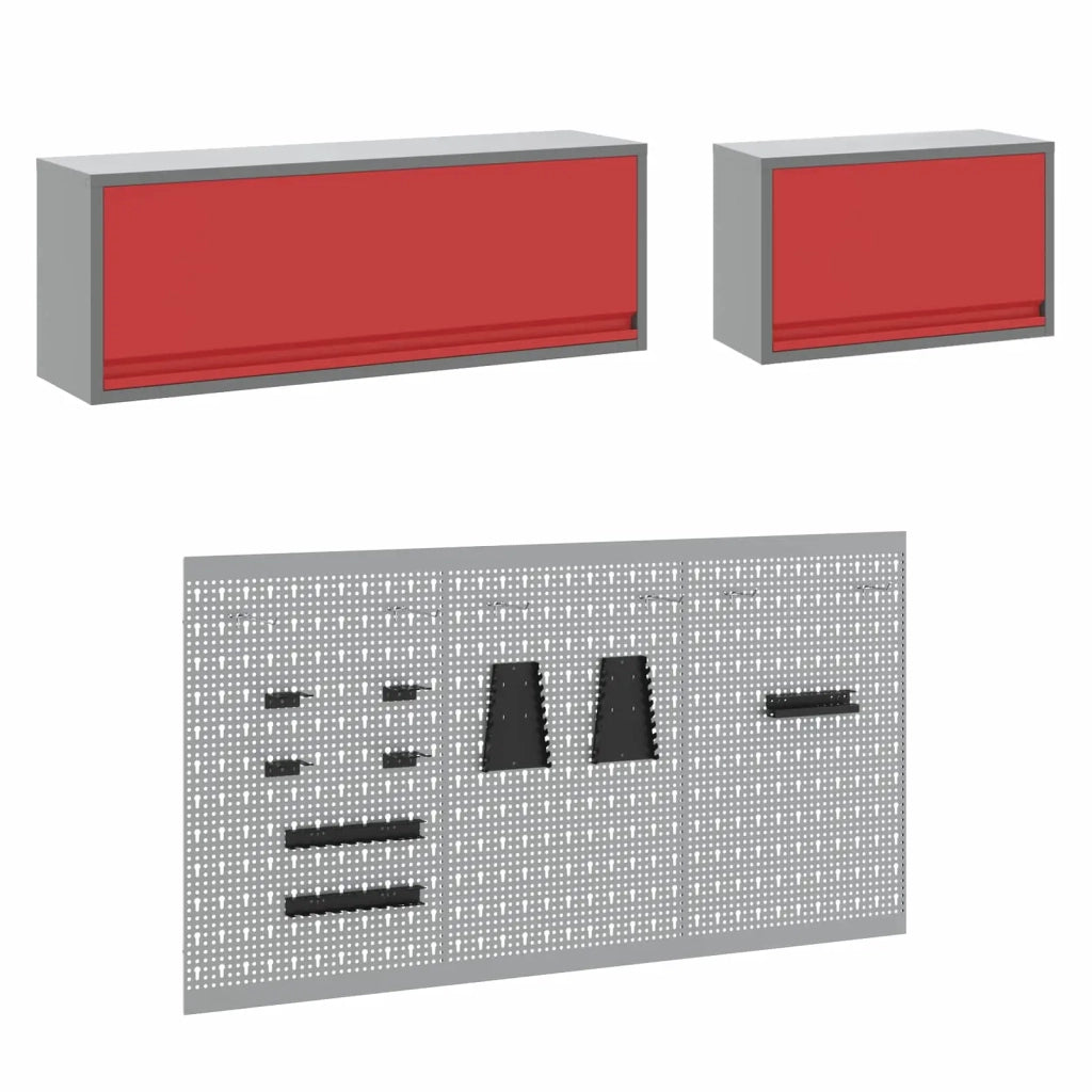 Set di mobili da lavoro con cassetto con blocco 8 pcs Rosso 3321469