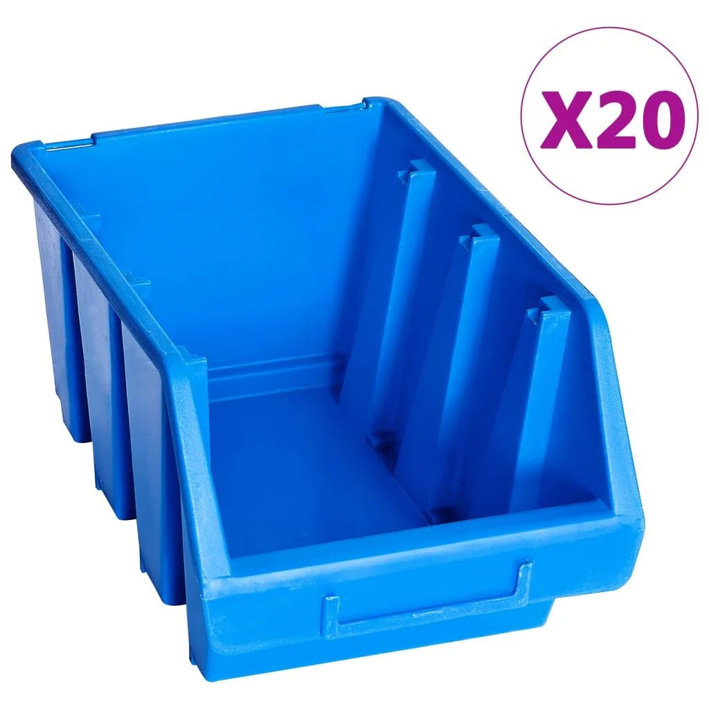Contenitori impilabili 20 pezzi in plastica blu 02_0003195