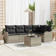 Set Divano da Giardino 6 pcs Grigio chiaro polyrattan