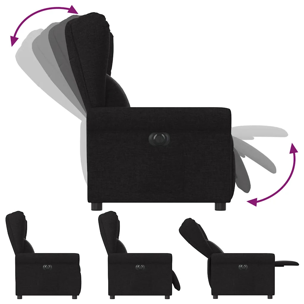 Poltrona | Sedia Relax Elettrica Reclinabile Nera in Tessuto