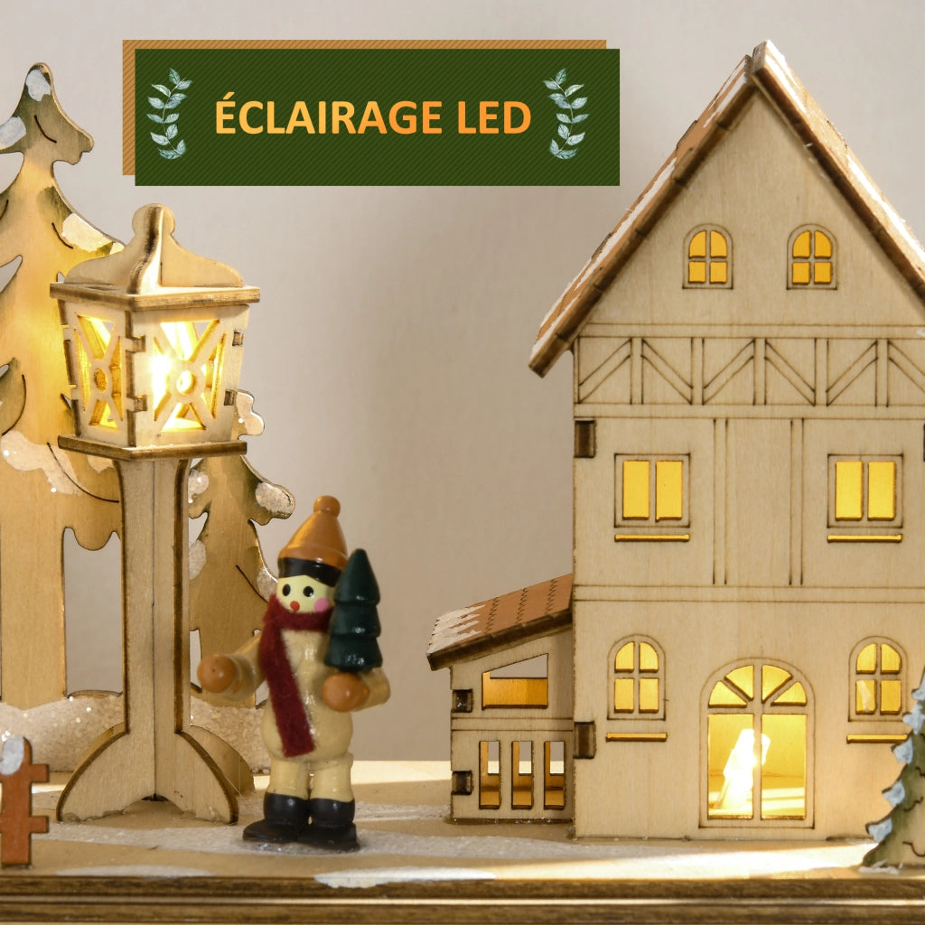 Villaggio di Natale LED Calendario dell'Avvento con 24 Cassetti ¨C Zephmum ¨C Beige 60x40x138 cm