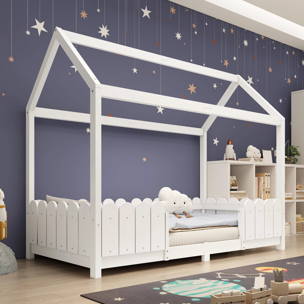 Letto casetta per bambini 90x200 cm bianco