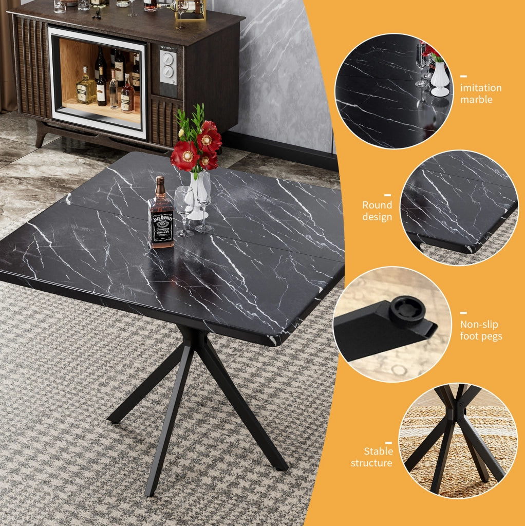 TAVOLO da pranzo quadrato 107,2x58,2x8,7 cm Nero in MDF e metallo