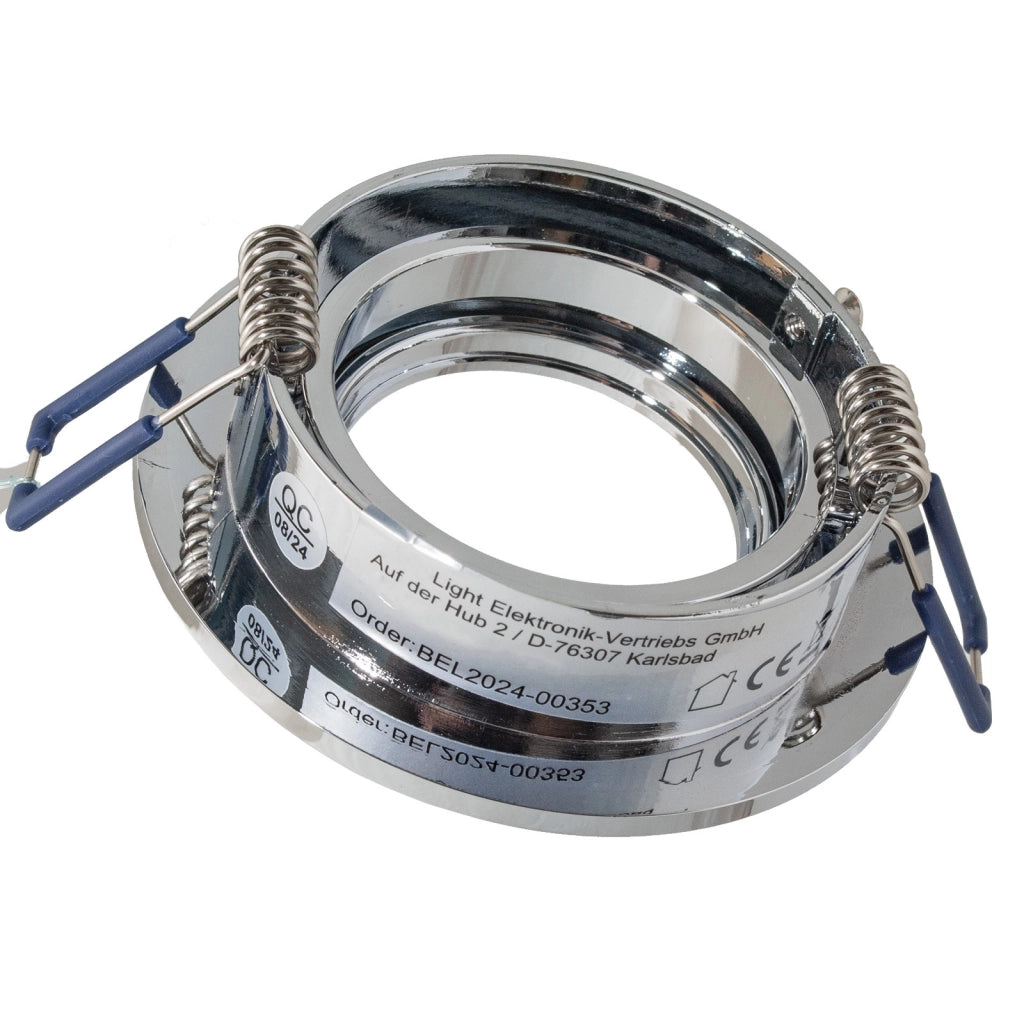 Faretto ad incasso portafaretto cromato lucido tondo foro 70mm moderno orientabile supporto lampade GU10 GU5.3 CROMATO