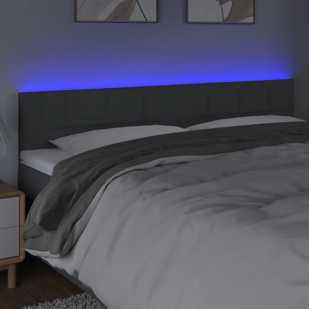 Testiera | Testata a LED Grigio Scuro 180x5x78/88 cm in Tessuto