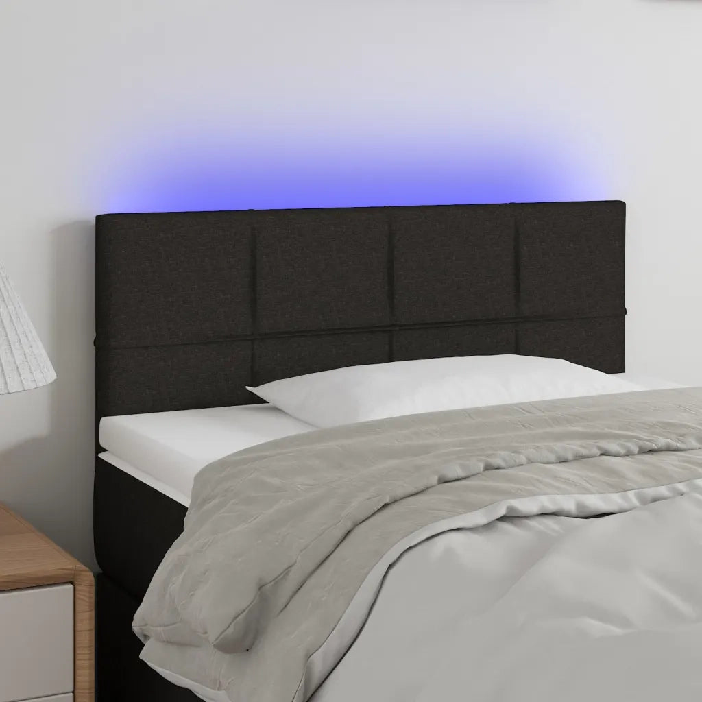 Testiera | Testata a LED Nera 100x5x78/88 cm in Tessuto