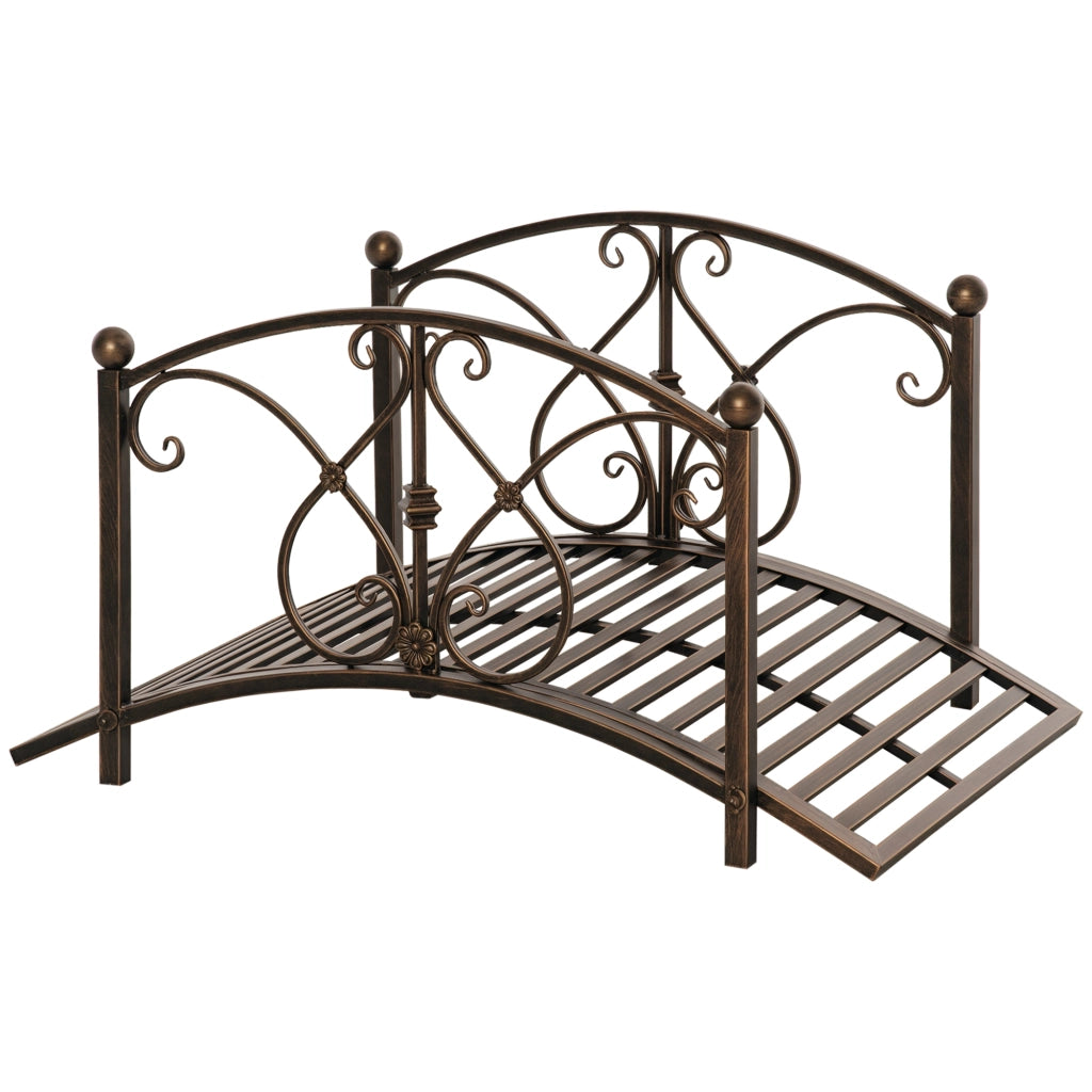 Ponticello da Giardino in Metallo Nero Vintage 99x68x53cm Decorativo per Giardino e Laghetto Resistente