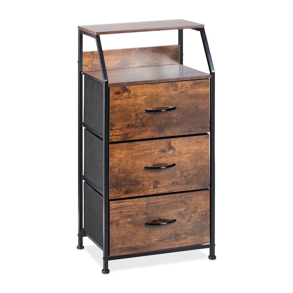 Cassettiera stile industriale 3 cassetti contenitore decorativo soggiorno corridoio 80 x 40 x 90 cm in MDF nero 13_0010862