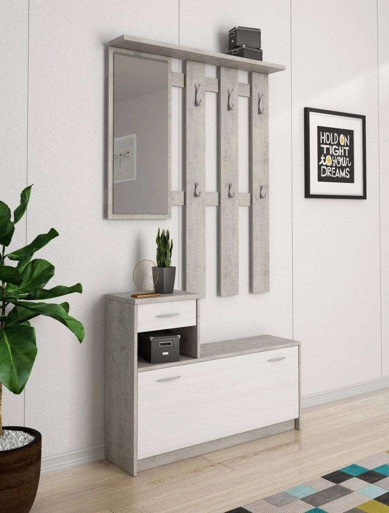 Garolfo, Mobile da Ingresso Specchio Incluso, 25.5x100x190h cm Bianco