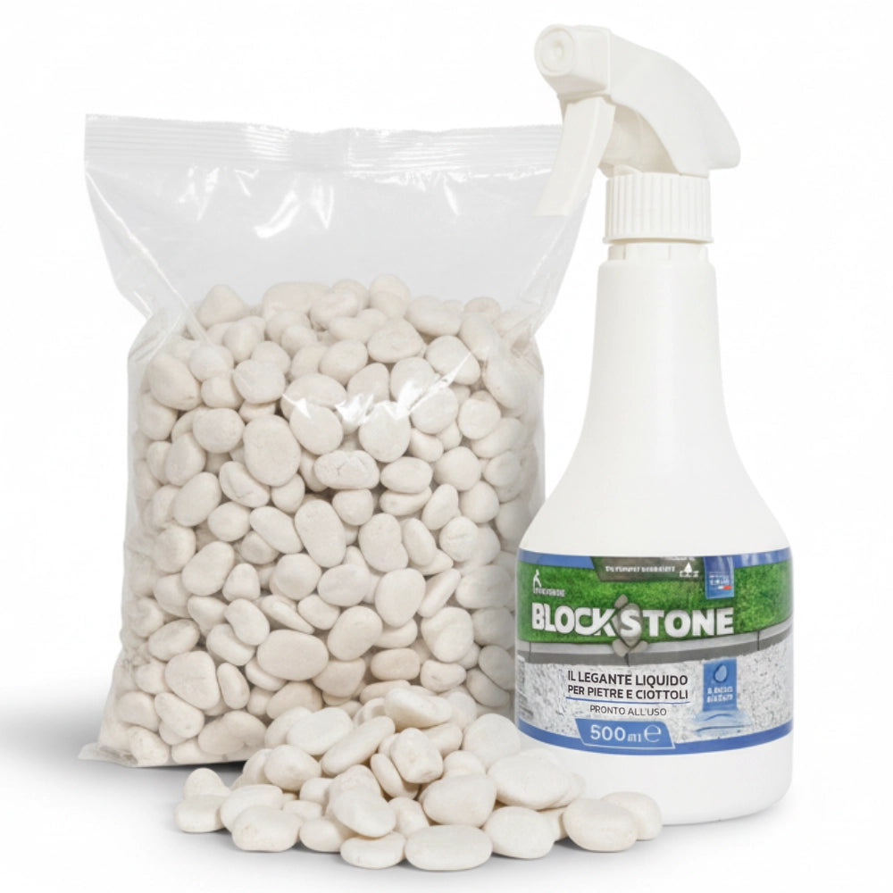 Kit stabilizzazione ciottoli sacco da 5 kg con legante confezione 0,5 l *** misura 25/40, confezione 1