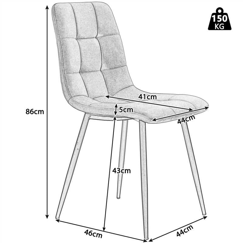 SEDIA DA PRANZO Set da 4 pezzi 44x41x86 cm Velluto Nero