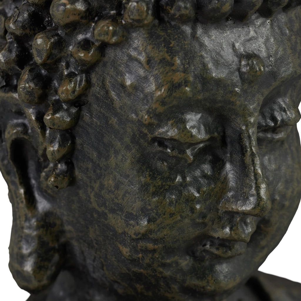 Statua di Budda seduto meditazione 30 x 18 x 11 cm atmosfera zen per salotto giardino in poliresina grigio 13_0006084