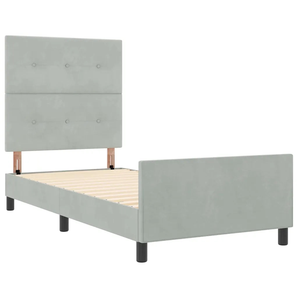 Letto a molle con testiera Grigio chiaro 80 x 200 cm Velluto 3344903