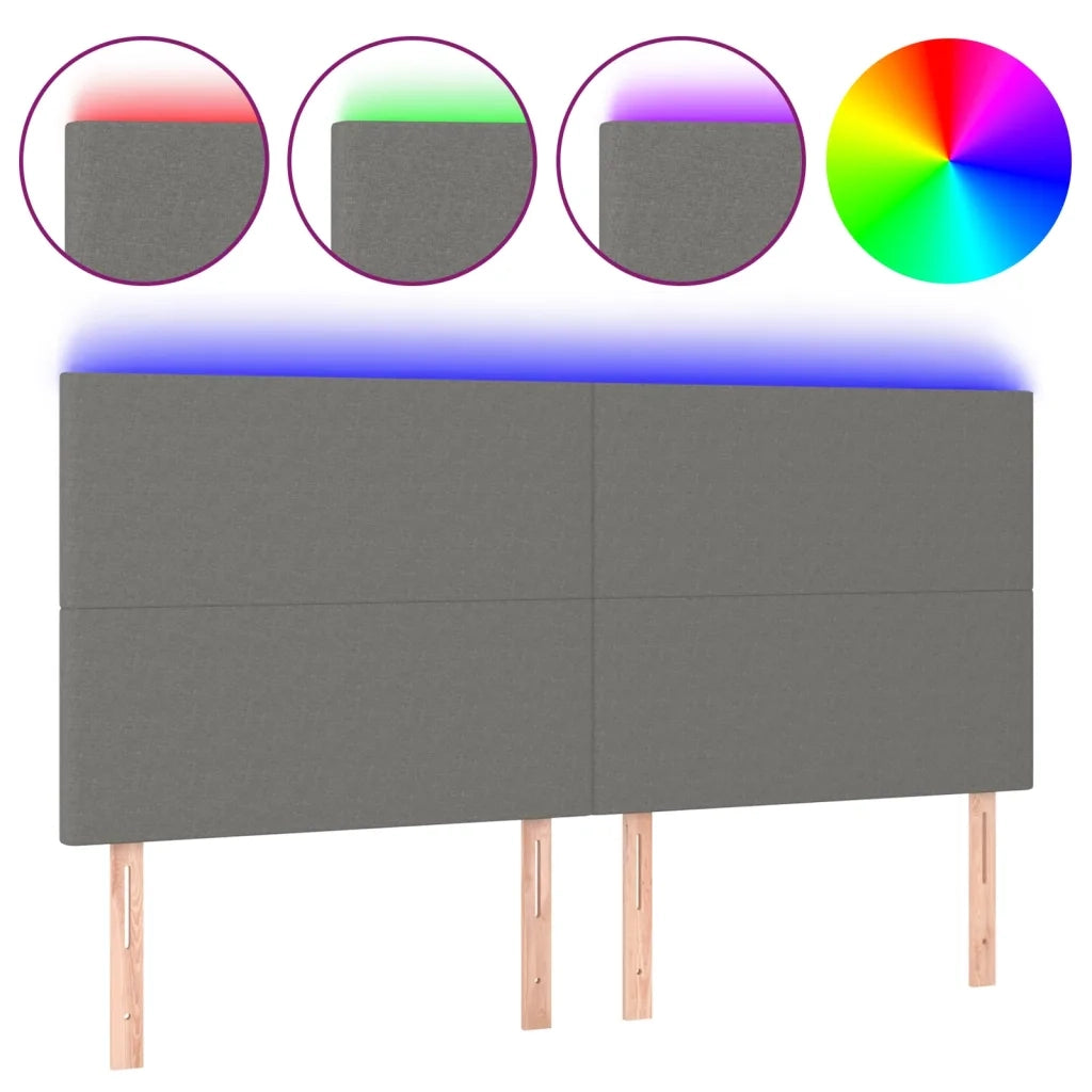Testiera | Testata a LED GrigioScuro 160x5x118/128cm inTessuto