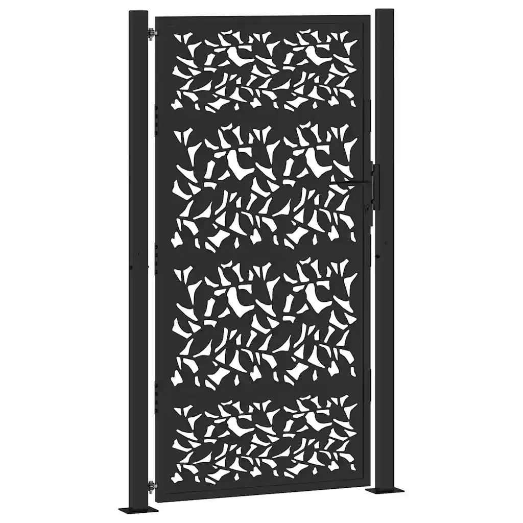 Cancello da giardino nero 100x175 cm con design a foglia 4100962