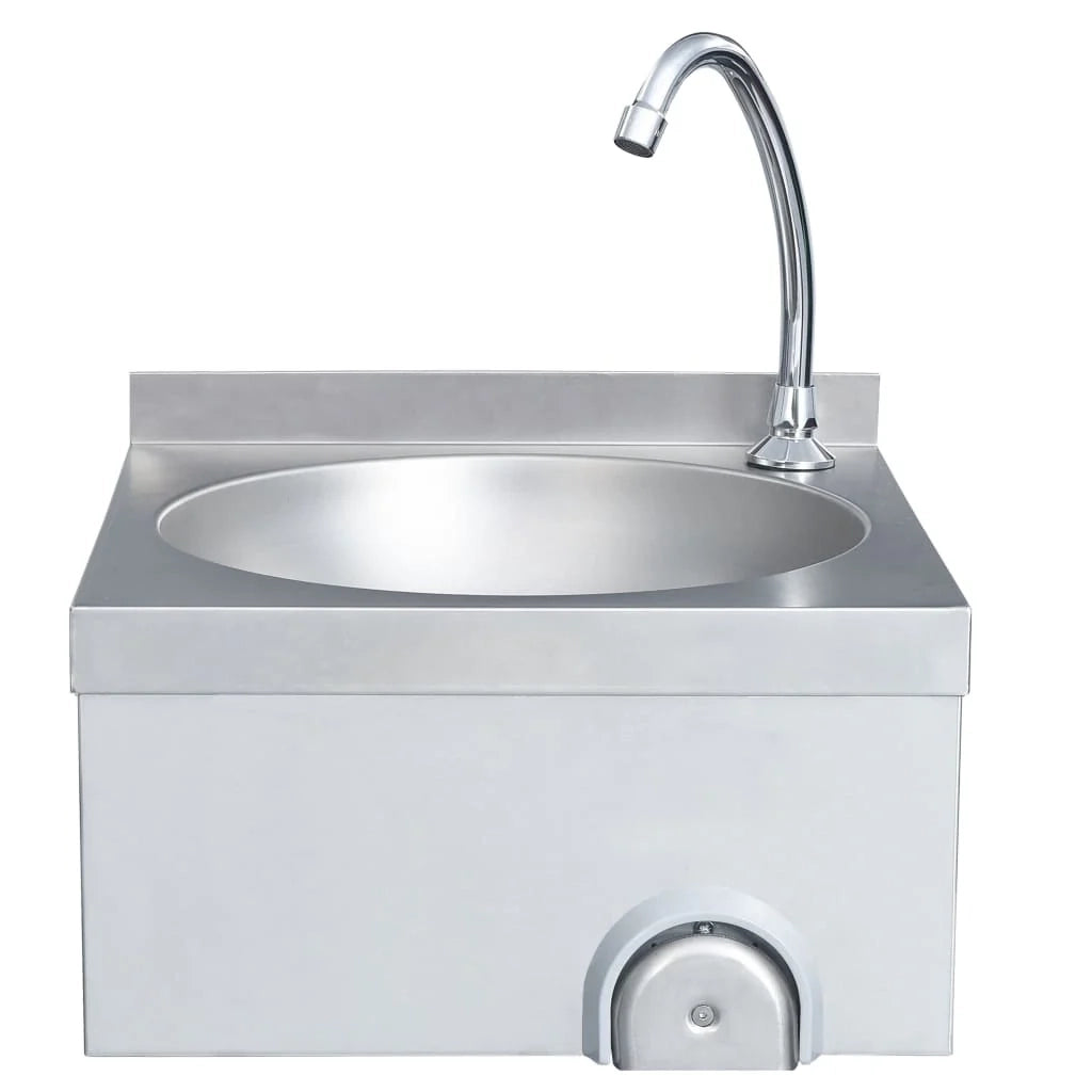 Lavabo per il lavaggio delle mani con rubinetto e dispenser di sapone lavabo da appoggio per cucina mensa officina 40 x 40 cm acciaio inox 02_0002445