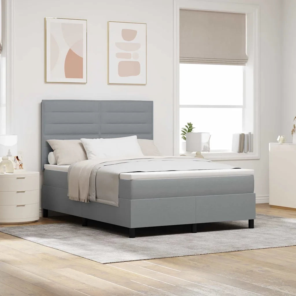 Letto a molle con materasso Grigio chiaro 140 x 200 cm Tessuto